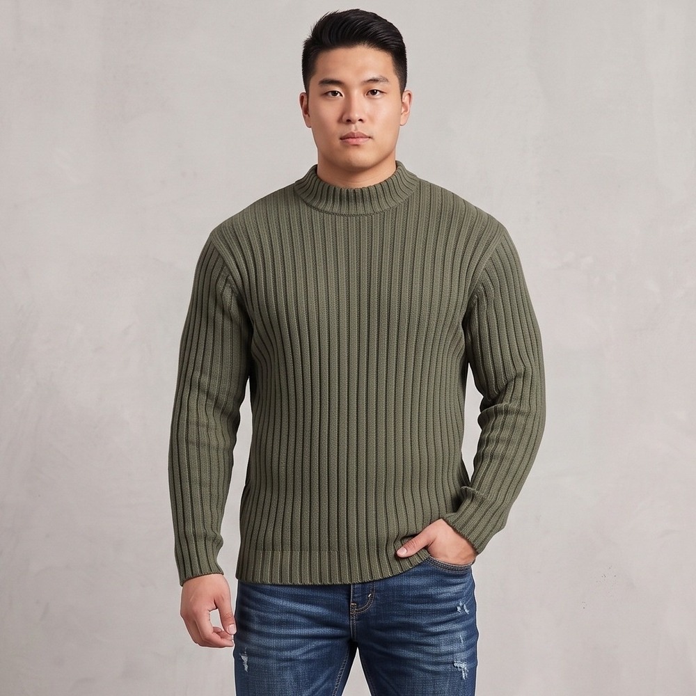 Croft & Barrow Mens XXL Green Sweater Pullover‎ Crew Neck Ribbed Knit Cotton